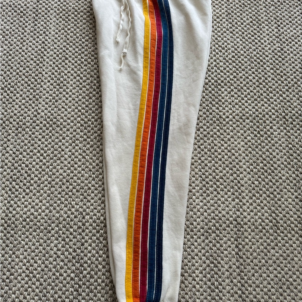 Aviator Nation Women’s 5 Stripe Sweatpants in Vintage White, Size XS